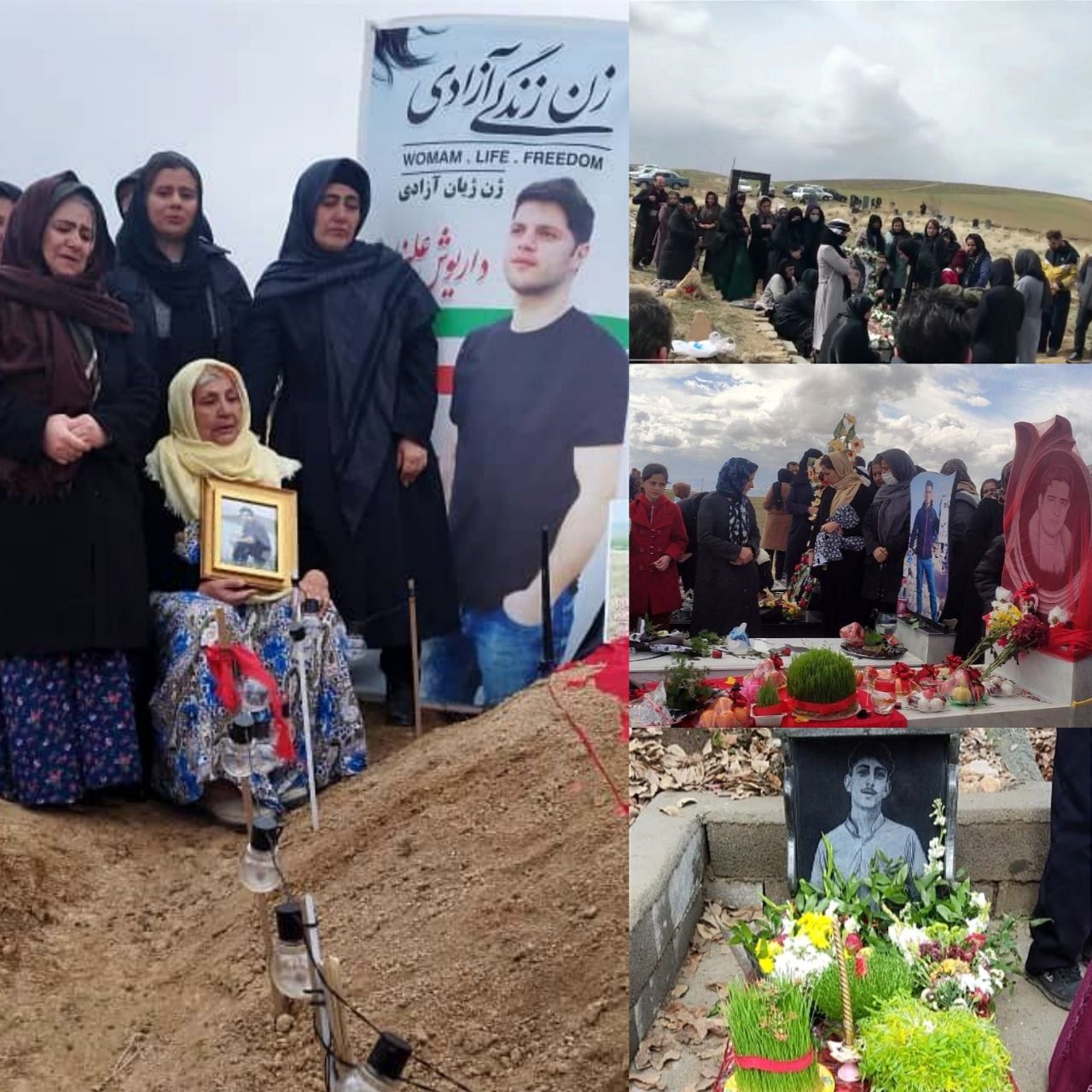 حضور مردم بر سر مزار کشته‌شدگان خیزش سراسری در آخرین پنج‌شنبه سالِ «انقلاب ژینا»