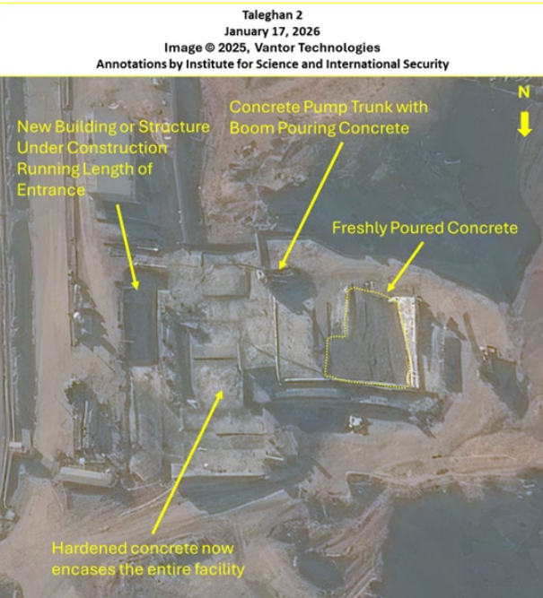 تصویر ماهواره‌ای ۱۷ ژانویه ۲۰۲۶ – بتن‌ریزی گسترده