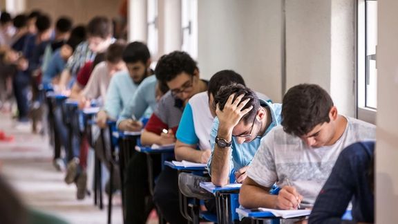 Students taking the university entrance examination (Concours) in Iran