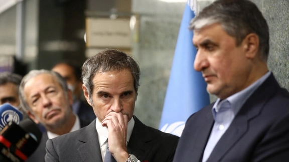 IAEA Director-General Rafael Grossi and the head of Iran's Atomic Energy Organization Mohammad Eslami,Tehran, March 2022.