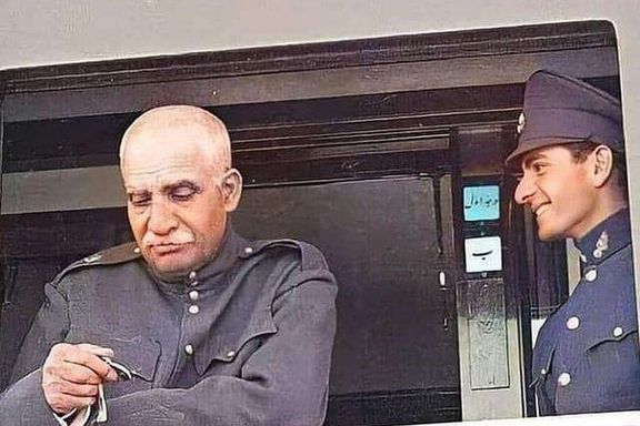 Reza Shah, the founder of Iran's railways with his son Mohammad Reza Pahlavi in late 1930s