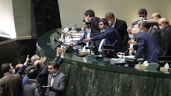 Confusion and disorderly debate in Iran's parliament on January 12