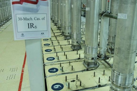 Advanced Iranian uranium enrichment machines at an underground facility. Undated