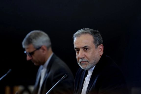 Iranian Foreign Minister Abbas Araghchi and Foreign Ministry spokesman Esmail Baghaei meet with foreign envoys in Tehran on October 5, 2025.