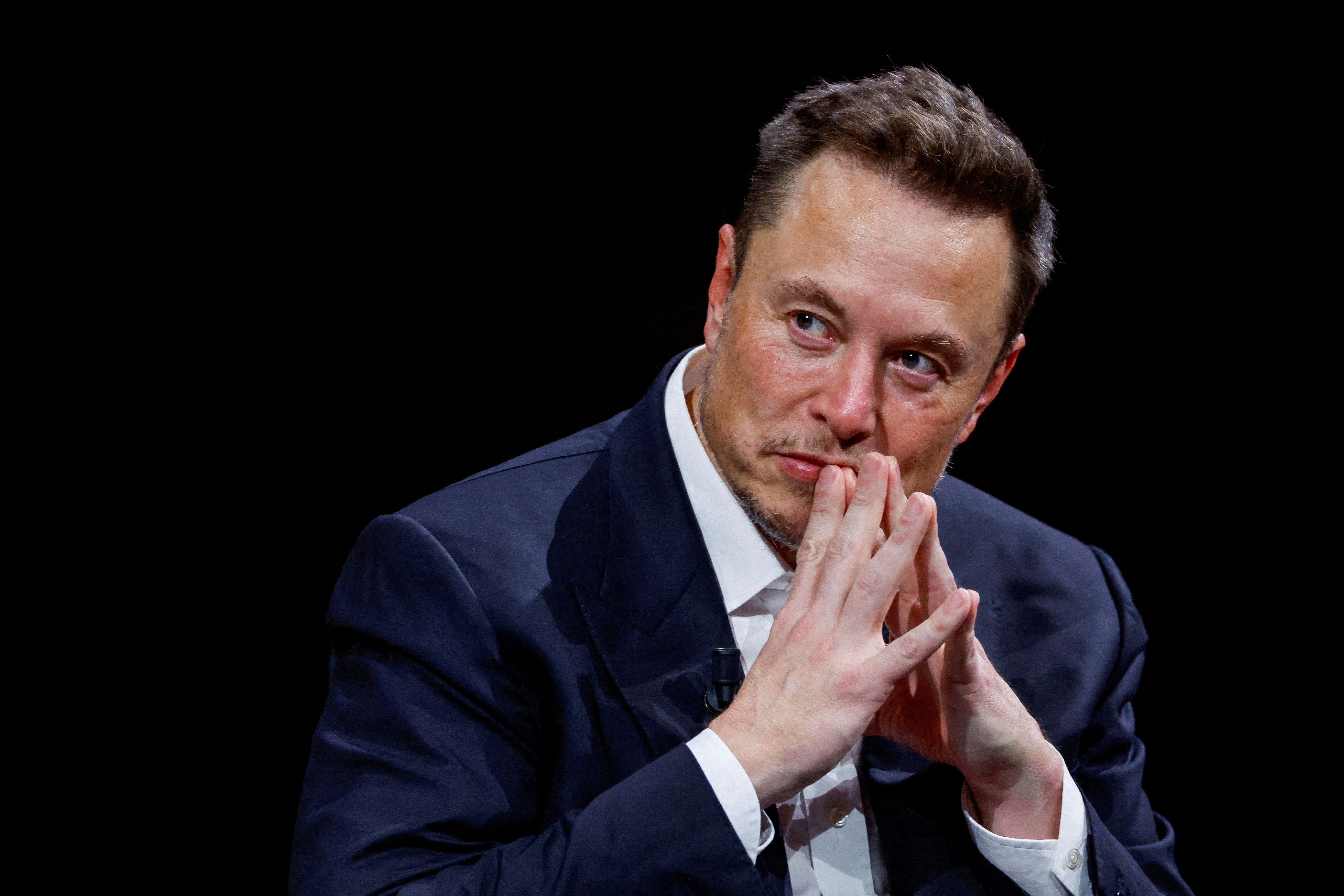 Elon Musk during a conference at the Porte de Versailles exhibition center in Paris, France, June 16, 2023  