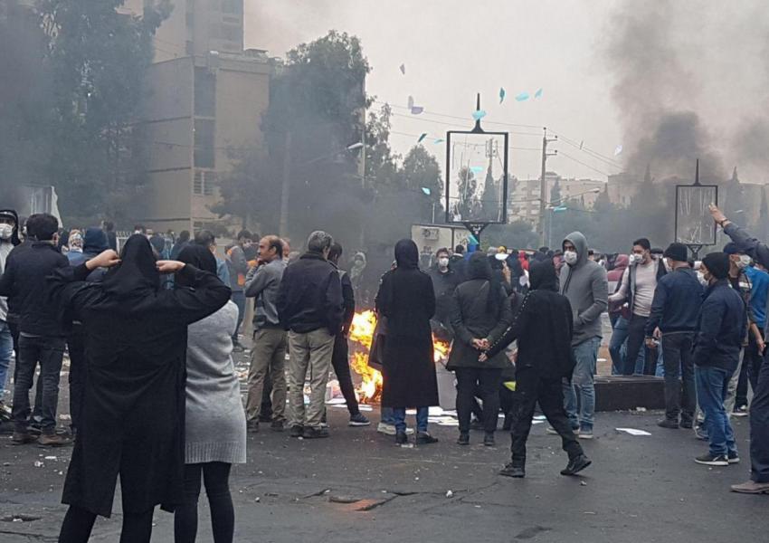 Protests in November 2019 in Tehran, Iran.