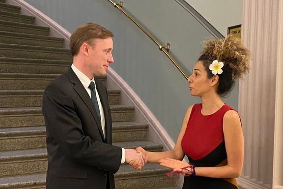US National Security Adviser Jake Sullivan meeting with Masih Alinejad in July 2021 after her kidnapping plot was revealed