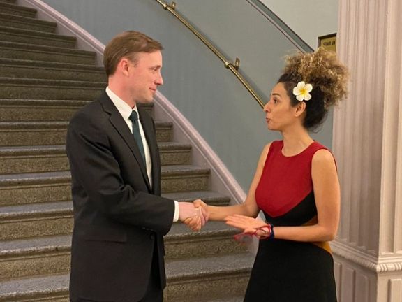 Activist Masih Alinejad with US national security adviser Jake Sullivan