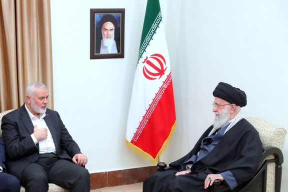 دیدار علی خامنهای، رهبر جمهوری اسلامی، با اسماعیل هنیه، رهبر پیشین حماس، تهران، هفتم فروردین