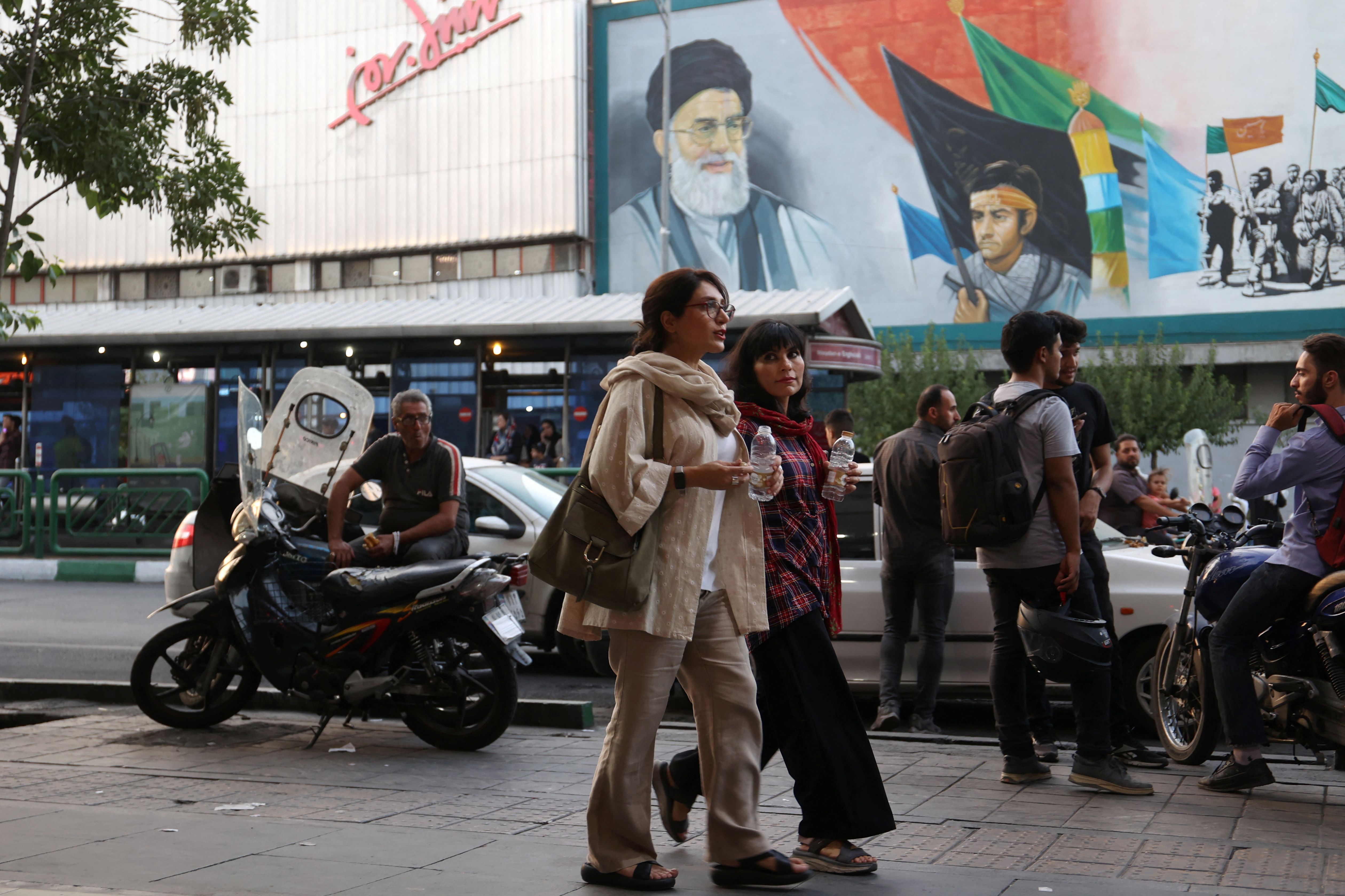 Iranian women defying mandatory hijab in Tehran  (undated)