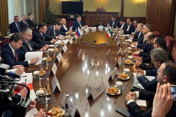 Iranian Oil Minister Mohsen Paknejad meets with Russian Deputy Prime Minister Alexander Novak in Moscow on April 25, 2025