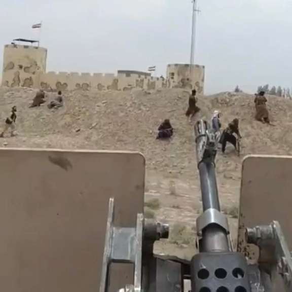 A screen grab from a video showing the fighting from the Afghan side. May 27, 2023