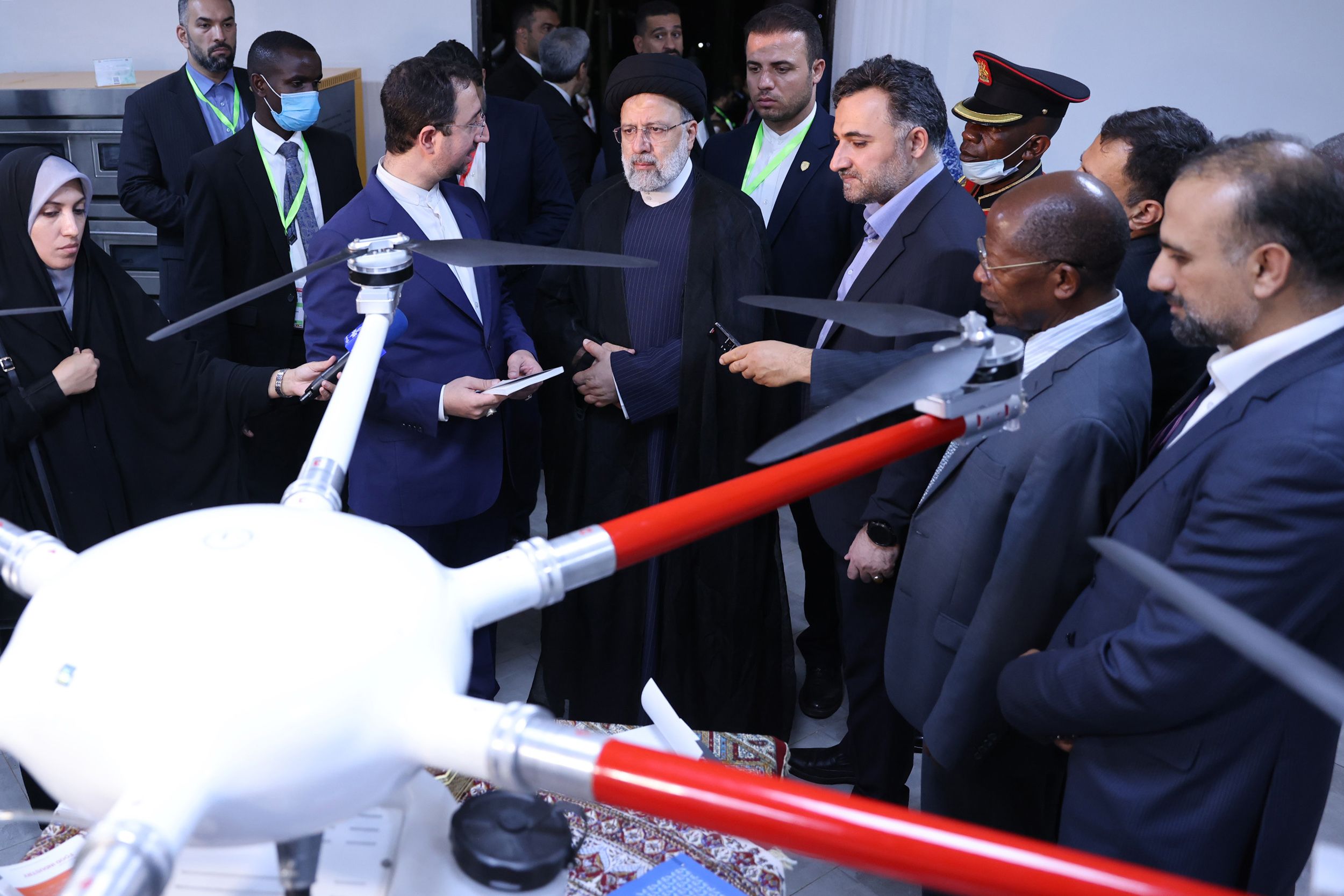 Iran’s President Ebrahim Raisi and his accompanying delegation visits Iran's House of Innovation and Technology in the Kenyan capital of Nairobi on July 12, 2023. 