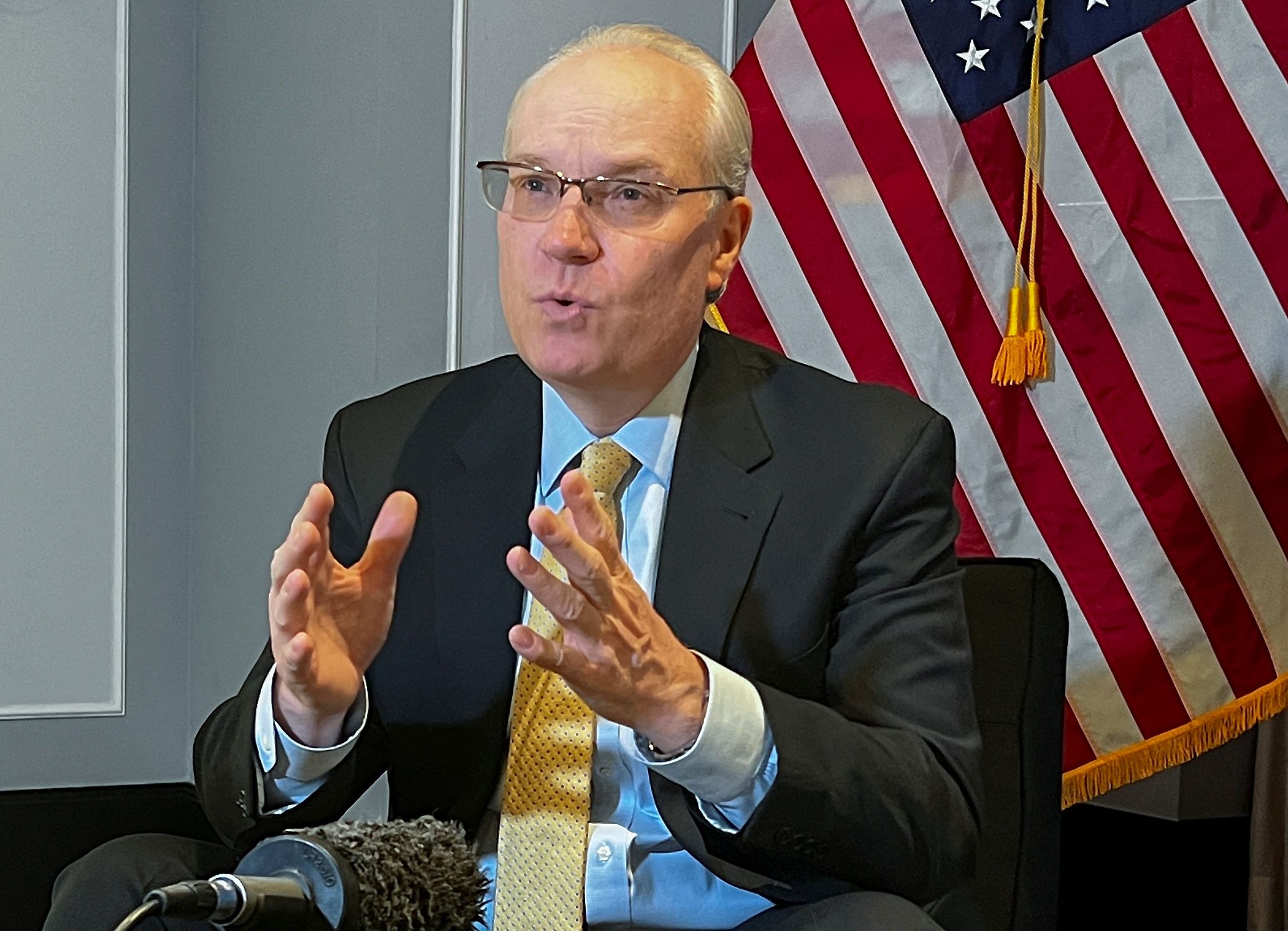 US special envoy for Yemen Tim Lenderking, attends an interview with Reuters in Amman, Jordan April 2, 2022.