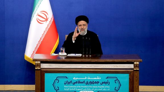 Iranian president Ebrahim Raisi at a press briefing, August 29, 2022