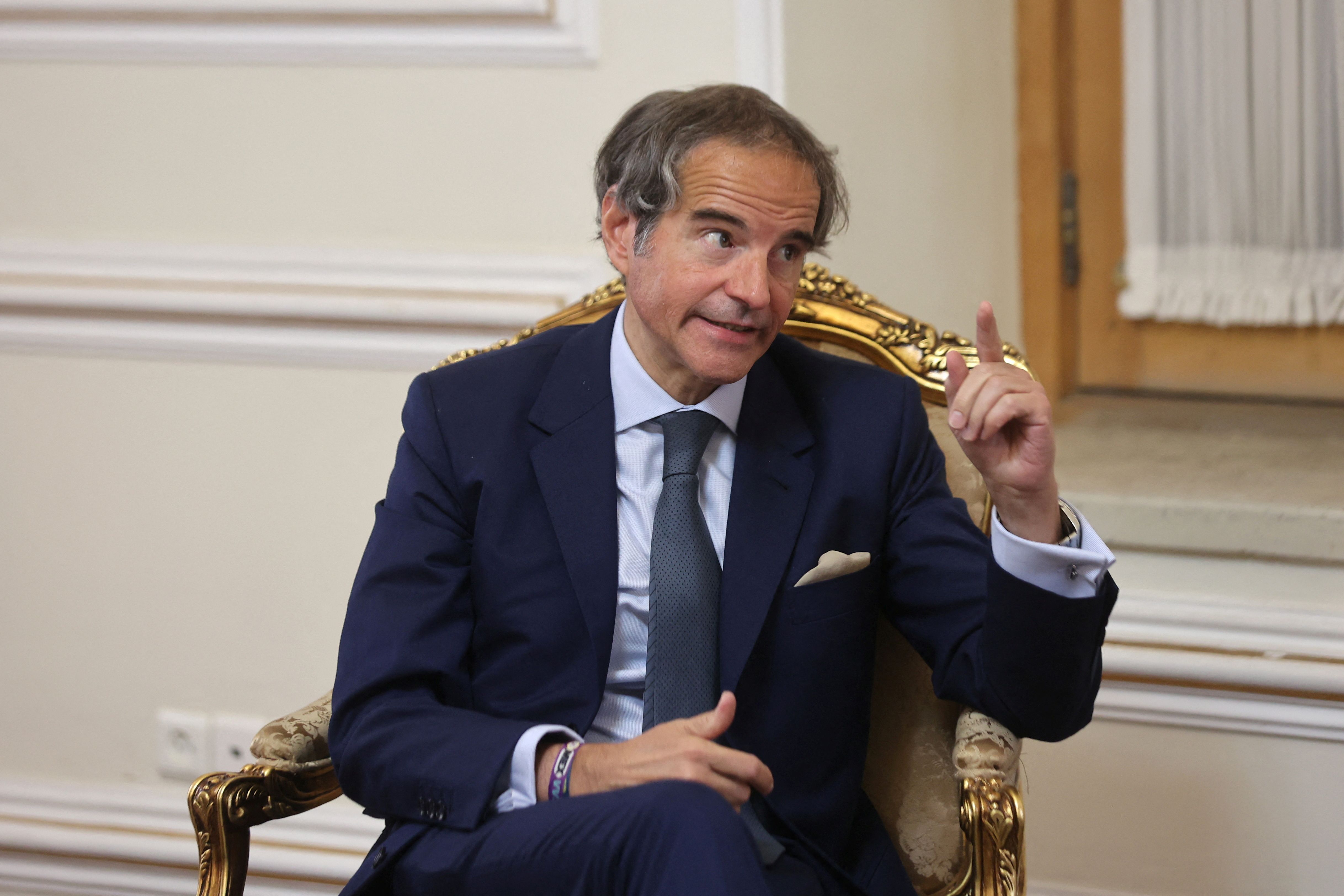 International Atomic Energy Agency (IAEA) Director General Rafael Grossi speaks during a meeting with Iran's Foreign Minister Hossein Amir-Abdollahian in Tehran, Iran, May 6, 2024. 