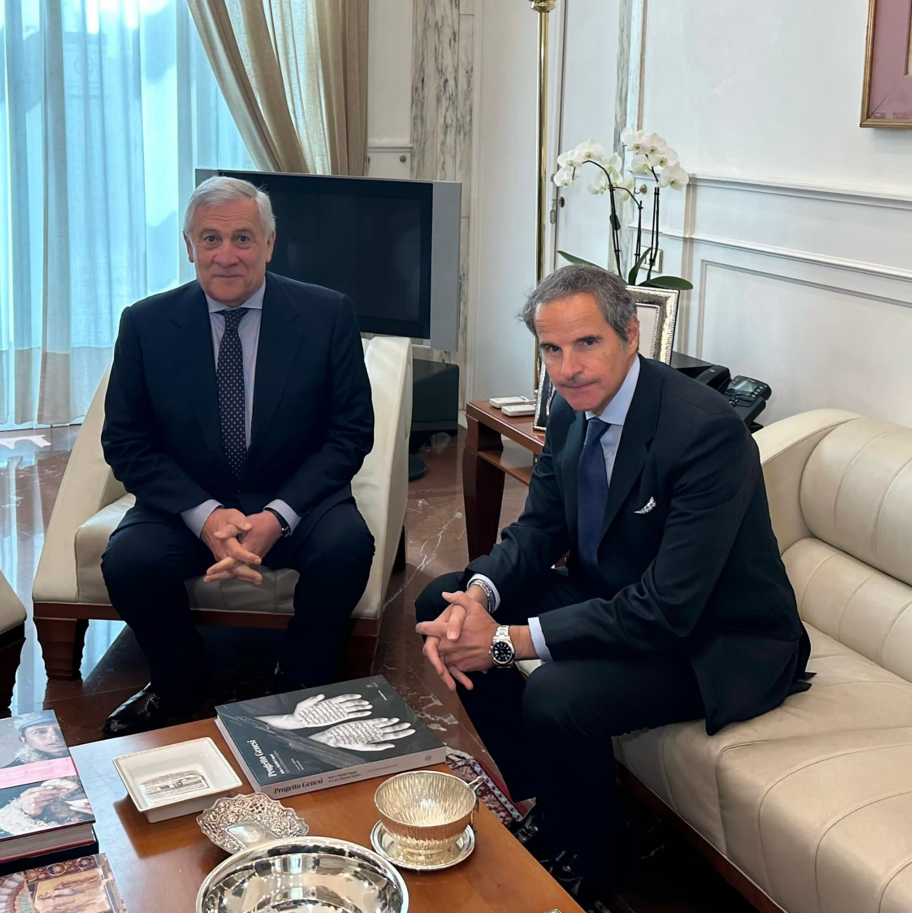 International Atomic Energy Agency chief Rafael Grossi and Italian Foreign Minister Antonio Tajani 