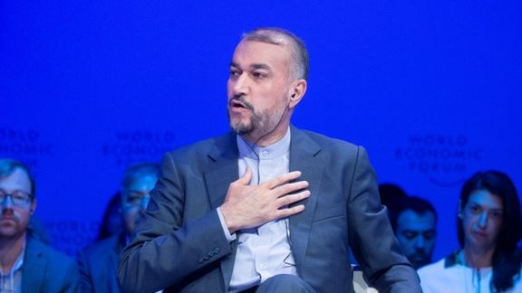 Iran's foreign minister Hossein Amir Abdollahian speaking in Davos Switzerland. May 26, 2022