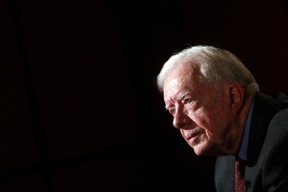 Former US President Jimmy Carter attends an interview with Reuters in Cairo, Egypt, January 12, 2012.