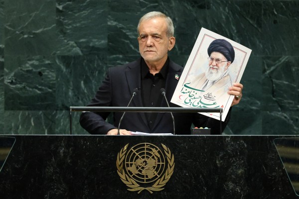 Pezeshkian gets the generals' applause, and no word from the man above them