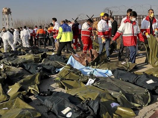 The crash site of flight PS752 near Tehran on January 8, 2020