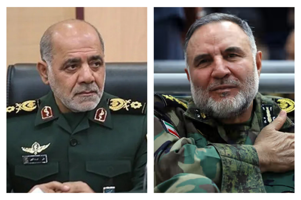 Left: Ali Abdollahi, chief of staff of Iran’s armed forces. Right: Kioumars Heydari, deputy chief of staff of Iran’s armed forces.