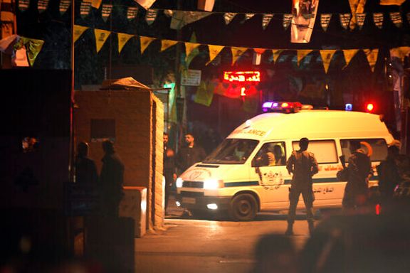 An ambulance seen near a refugee camp in Lebanon where Hamas arms depot exploded on Friday.