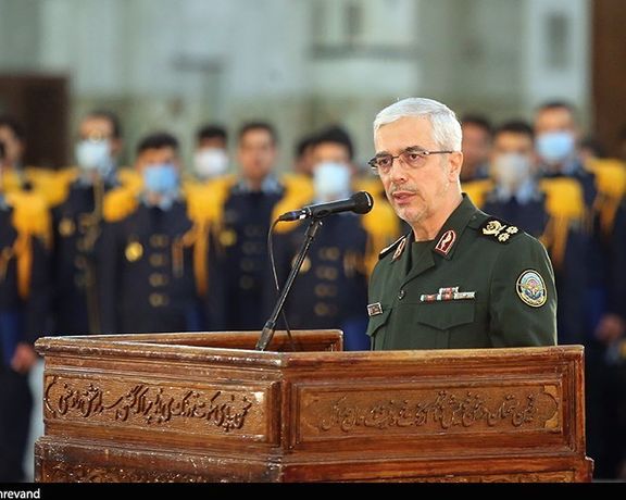 Mohammad Bagheri, Chief of General Staff of the Iranian Armed Forces speaking on Monday.