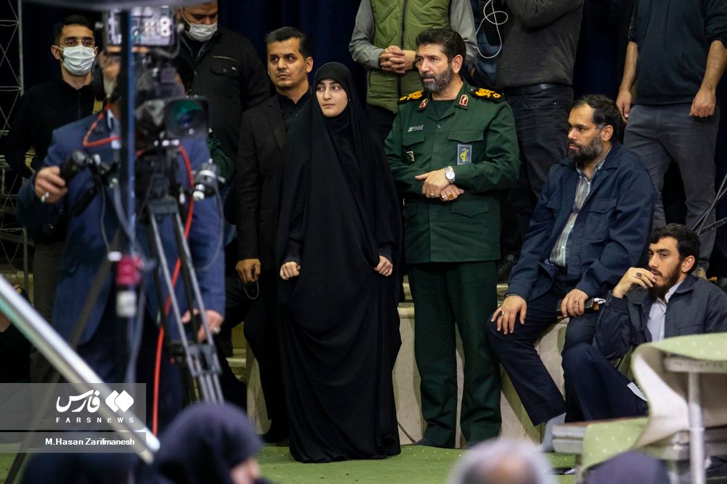 Zeynab Soleimani, the daughter of IRGC commander Qasem Soleimani, during a ceremony for his father's death anniversary in Tehran, January 3, 2024