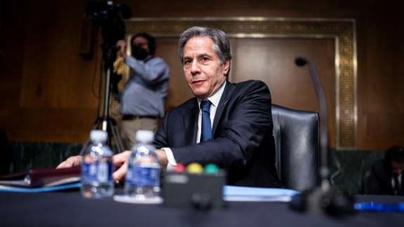 US Secretary of State Antony Blinken at a Senate Foreign Relations Committee hearing in Washington. April 26, 2022