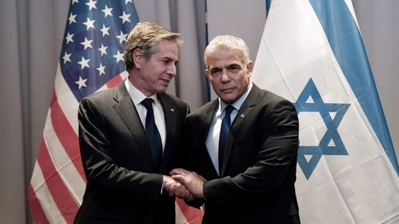 US Secretary of State Antony Blinken meets with Israeli Foreign Minister Yair Lapid in Riga, Latvia March 7, 2022.