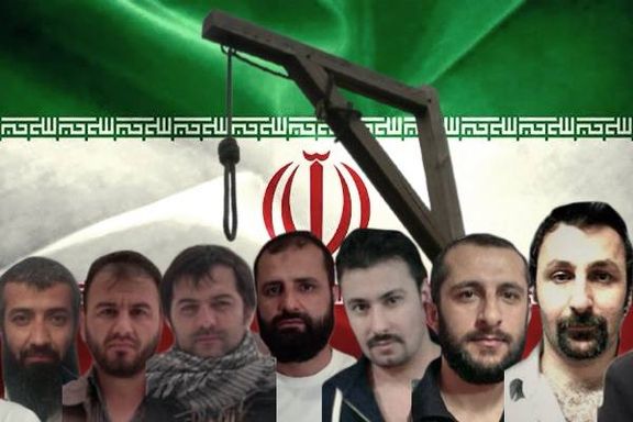 از راست به چپ: انور خضری، کامران شیخه، خسرو بشارت، فرهاد سلیمی، قاسم آبسته، داوود عبداللهی و ایوب کریمی