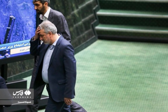 Iran’s Industry Minister Reza Fatemi-Amin after the parliament session to impeach him on April 30, 2023