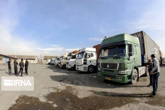 File photo of a group of Iranian truck drivers