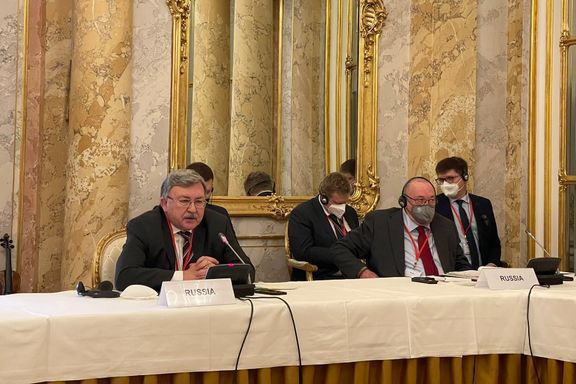 Russian envoy to the Vienna nuclear talks, Mikhail Ulyanov speaks at a session of JCPOA.