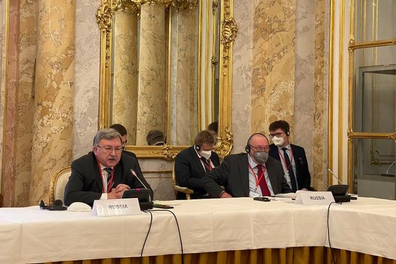 Russian envoy Mikhail Ulyanov (L) during Vienna talks on November 29.