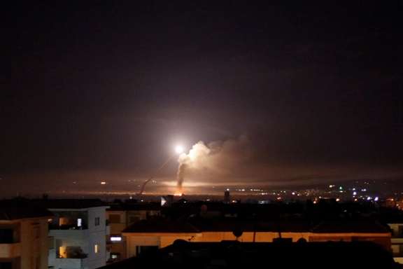 Missile fire is seen from Damascus, Syria May 10, 2018.