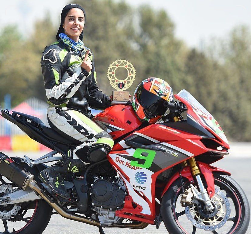 Arezoo Abedini, the first Iranian female motorcyclist to compete in the Asian Cup in Thailand.