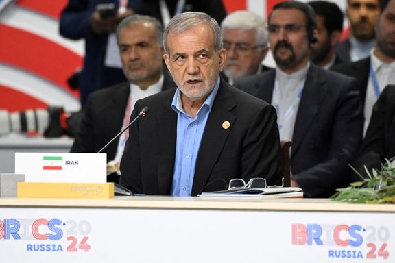 Iran's President Masoud Pezeshkian attends the extended format meeting of the BRICS summit in Kazan, Russia on October 23, 2024.