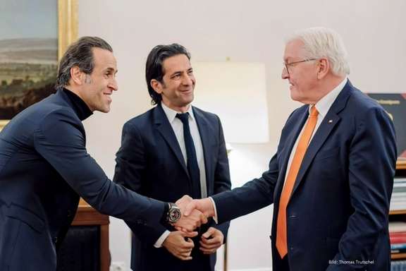 German President Frank-Walter Steinmeier meeting Iranian dissident Ali Karimi, Dec. 21, 2022