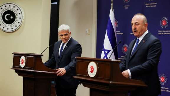 Turkish and Israeli foreign ministers in a joint press conference on June 23, 2022