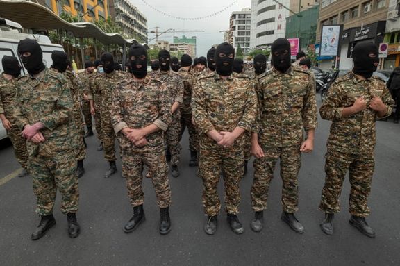 Members OF IRGC-QF in Tehran mark the "Quds Day" in April 2023