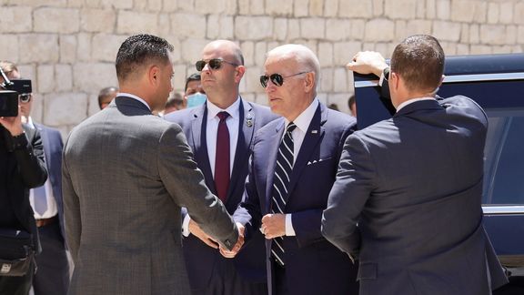 President Joe Biden visiting the Church of Nativity on July 15, 2022