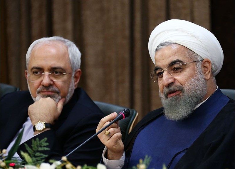 Former president Hassan Rouhani with foreign minister Mohammad Javad Zarif who negotiated the JCPOA. Undated