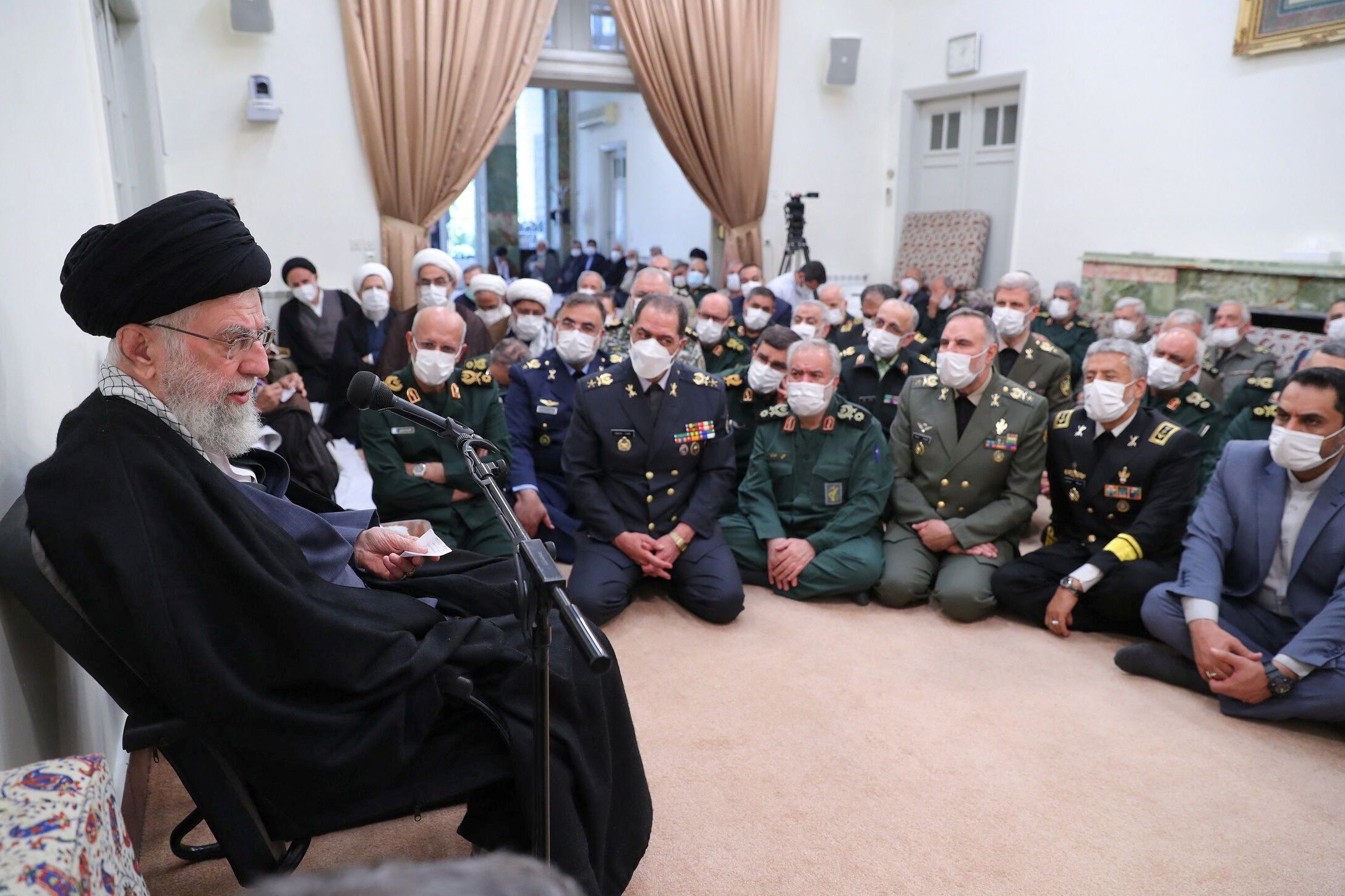Islamic Republic’s ruler Ali Khamenei during a meeting with top military commanders and officials on April 16, 2023 