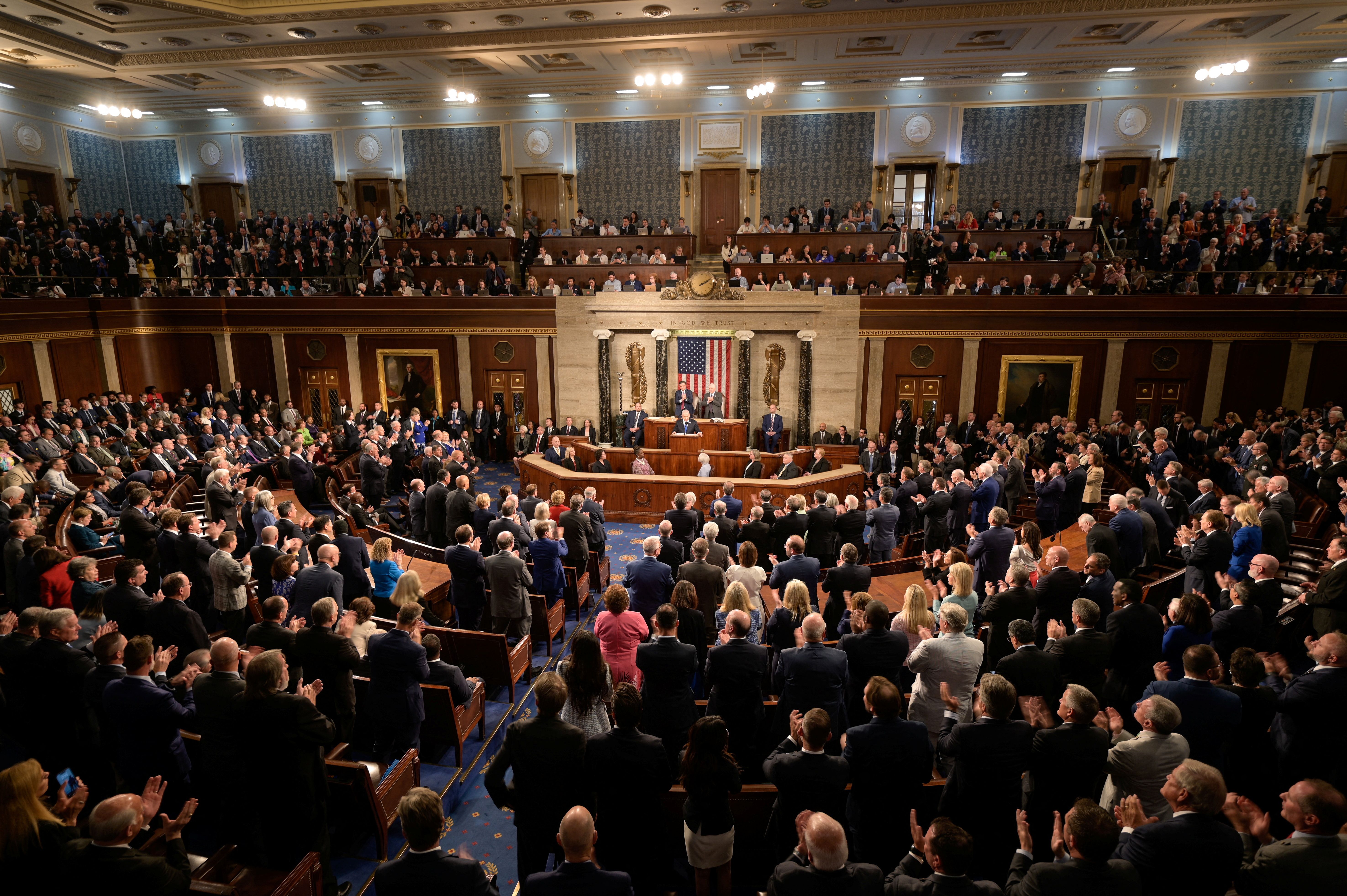 Israeli Prime Minister Benjamin Netanyahu addresses a joint meeting of Congress at the US Capitol in Washington, US, July 24, 2024. 