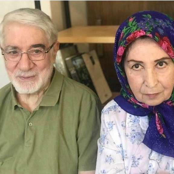 Mir-Hossein Mousavi and his wife Zahra Rahnavard in their home. Undated