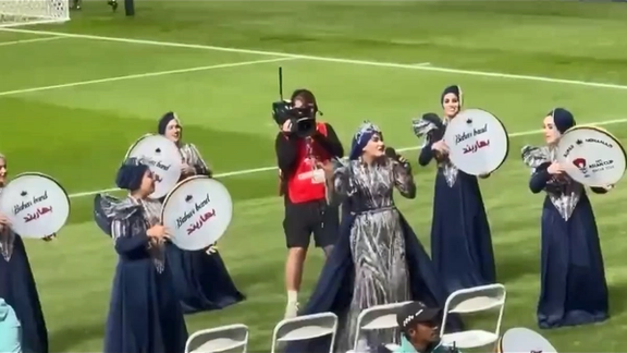 An Iranian dance and vocal group performing during the Asian Cup 2023 matches in Qatar (January 2024)
