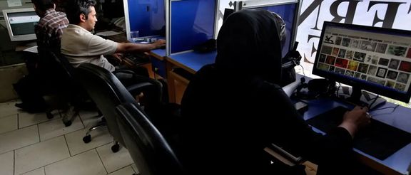 Iranians in an internet cafe in Tehran
