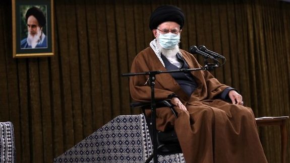 Iran's Supreme Leader Ali Khamenei speaking to business people. January 30, 2022
